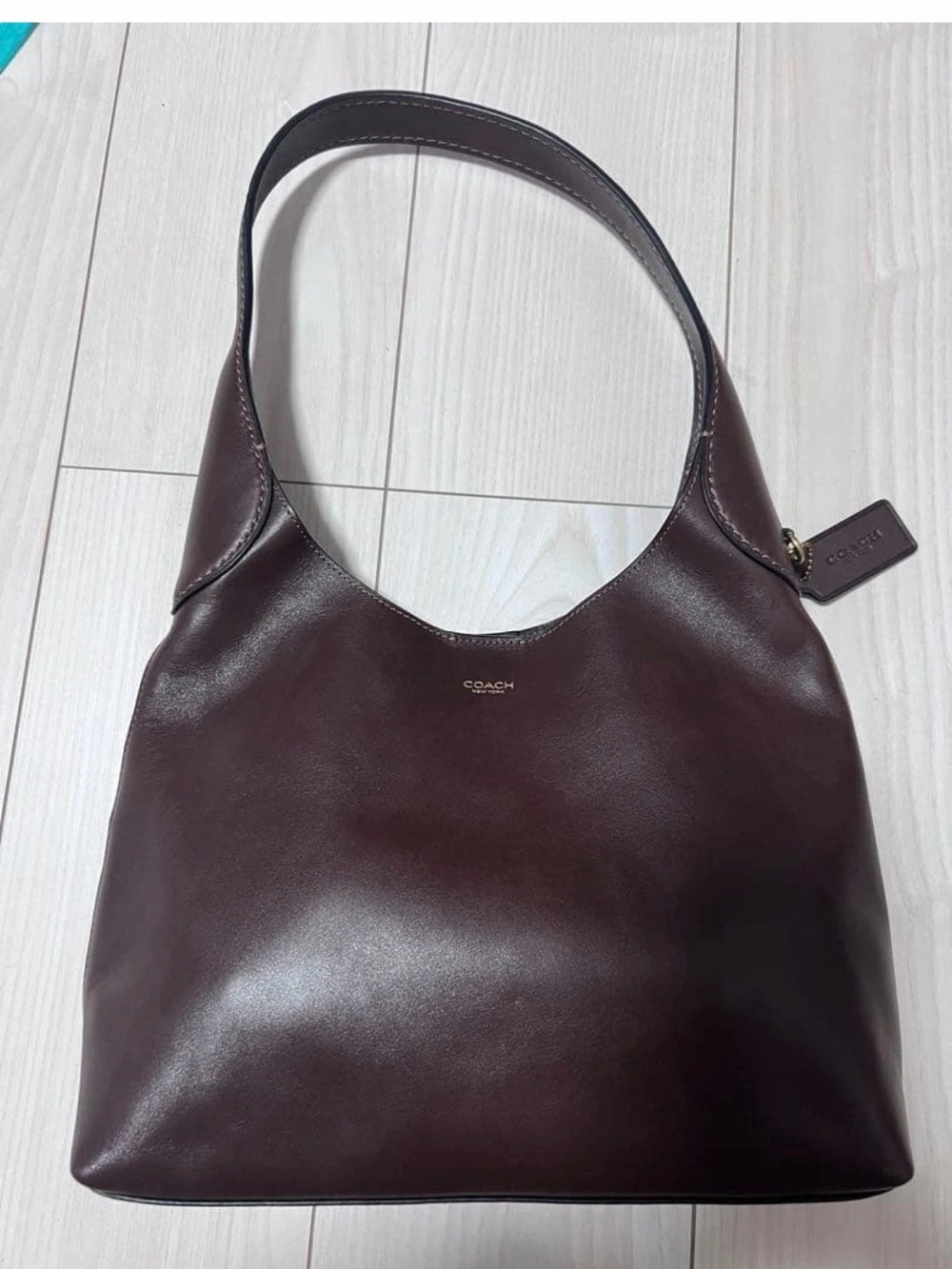 Coach Pebble Leather Brooklyn Bag in Dark Brown